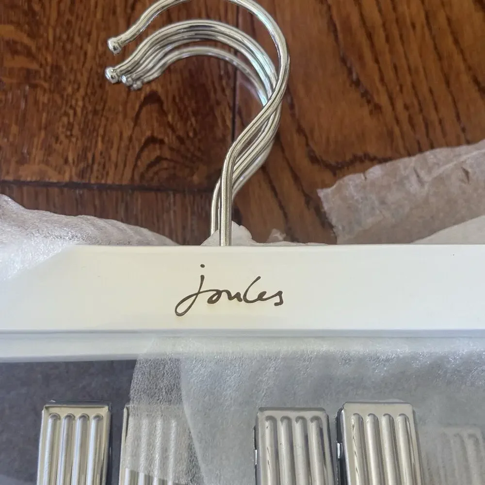 Wooden‎ Pant Skirt Hangers White 15 Joules Brand Plain Back Silver Colored Clip